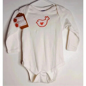 Onesie w Embroidered Chick and Two Felt Barrettes w Vintage Buttons